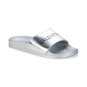 Silver valentino slides Outlet